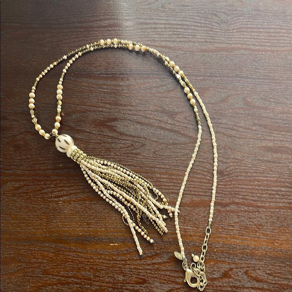 Modern beaded Tassel Necklace